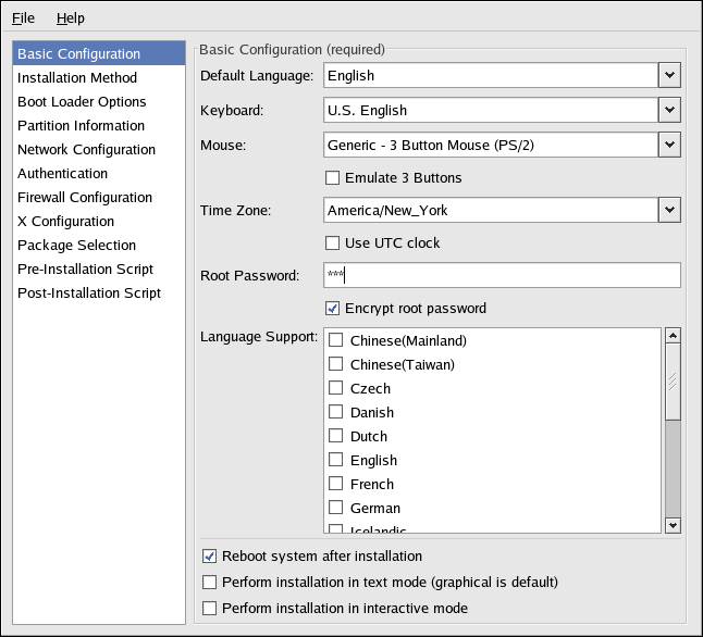 Kickstart Configurator